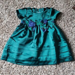 Gymboree Short Sleeve Green Special Occasion Dress with Diaper Cover